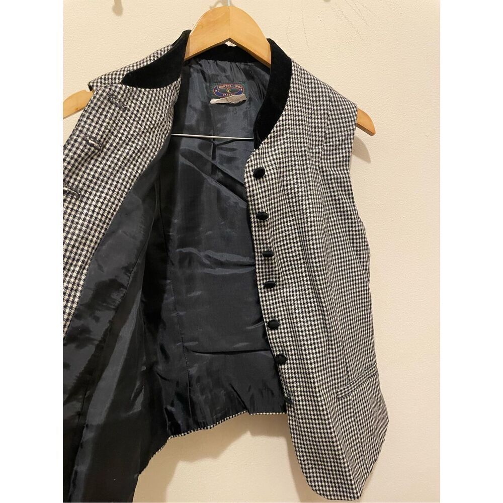 Vintage charter club classic gingham black white sleeveless vest - Picture 6 of 10